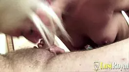 Young Blonde in Sexy Stockings Blows Cock and Gets Fucked Hard