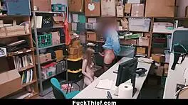 teen strips and fucks loss prevention officer!