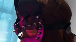 Redhead Chooses Seduction With Stockings High Heels Leather!