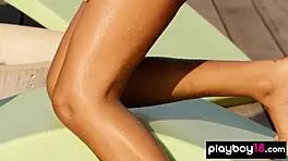 Glamorous Ebony Noelle Monique RIPS Clothes Off In Sexy Striptease, Getting NAKED At The Outdoor Pool!