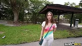 Petite White Teen Gets Bent Over and Fucked by Big Black Cock on Bus