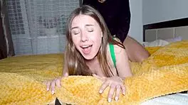 18yo slut with big tits enjoys hard fucking as amateur couple
