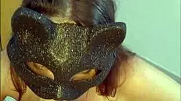 Beautiful girl feels pleasure doing blowjob