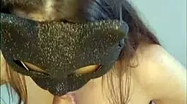 Beautiful girl feels pleasure doing blowjob