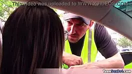 Extra small teen Joseline handles parking ticket anytime with special skills 😏