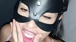 Christmas gym session with athletic brunette amateurs