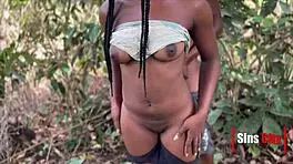 Couple fuck outdoor in a tropical rain forest