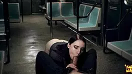 Beautiful stranger gives sloppy train blowjob