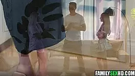 Cuckold watches old man fuck young girl