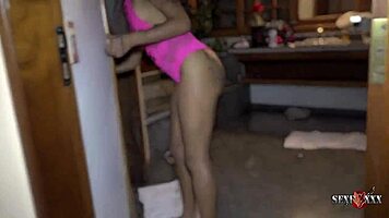 Wow, hot Latina duo banging backstage!