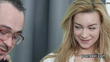 Young natural gets teased and poked by older lecturer!