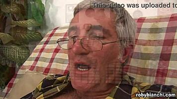 Young 18+ beauty seduced by energetic old man in steamy encounter