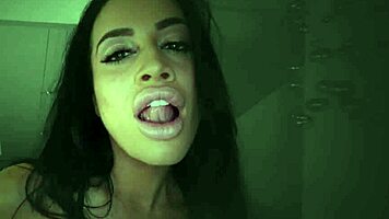 Watch brunette teen in high heels suck and jerk monster cock POV!