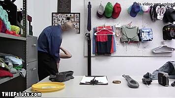 Saggy Titted Teen Thief Punished With Blowjob By Officer In Uniform!