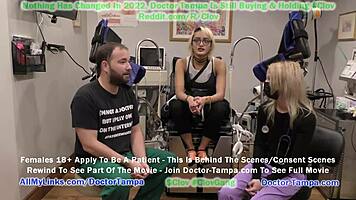 Become Doctor Tampa Performs Channy Crossfire's Yearly Gyno Exam with Nurse Stacy Shepard Chaperoning