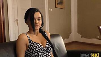 amazing brunette earns cash through hunt4k sex action for a new ring.