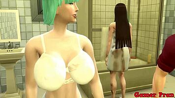 Wow, Sakura and Hinata trap Naruto in bathroom for wild trio action! They demand all his cum inside.