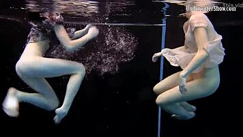 Two Girls Swim and Get Naked on Beach