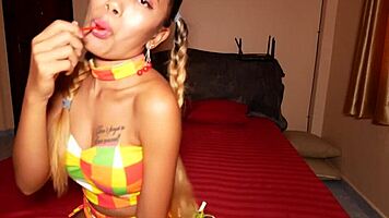 Horny Thai Teen Flashes Tits On Webcam!
