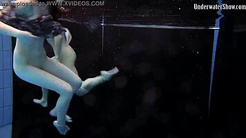 Two Girls Swim and Get Naked on Beach