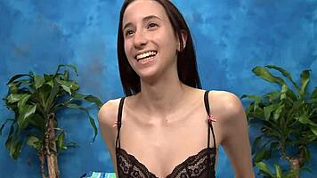 Kinky babe sucks oiled cock hard!