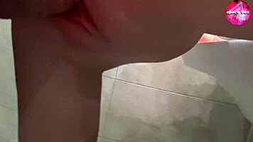 Intense Shower Sex with Deep Blowjob and Doggystyle