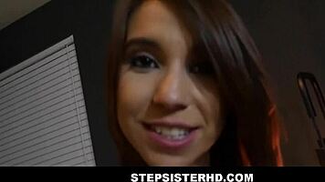 Stepsister sucks monster cock POV intensely