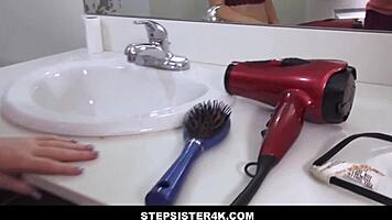 Cute stepsister Briar Rose fucked hard by big dick stepbrother in bathroom POV