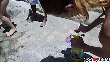 Feeling the intense pleasure of big cocks at summertime BBQ