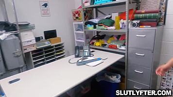 i messed up shoplifting and jc wilds sucked the officers cock to avoid trouble in the office