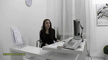 petite redhead anna de ville orders staff to make her squirt