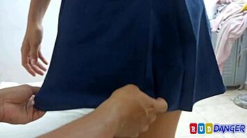 morra gets fucked after getting ready for college class, her shaved pussy filled with cum in homemade submissive scene