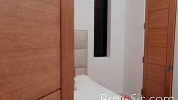 naughty stepsis scarlet skies gets a pov massage before the game, leading to some skinny petite fucking