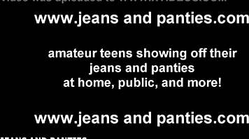 skinny teen 18+ babe flashes panties