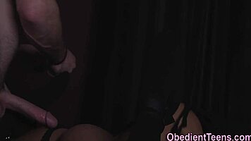 Tied Up Black Teen Feels Intense Pleasure Sucking Monster Cock