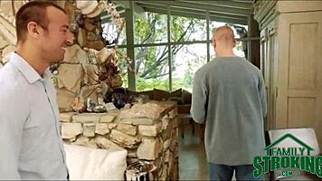 Teen intensely fucked by stepbrother and boyfriend while blindfolded