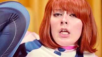 Cosplay Ochako Uraraka Tries Not To Cum As Sex Machine Fucks Pussy And Asshole Until Creampie