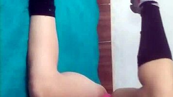 caught the hot latina maid exercising in the living room