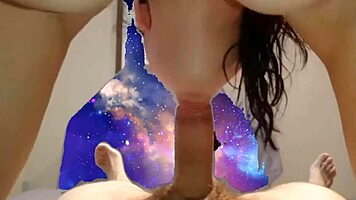 69 big tits semen in hot mouth