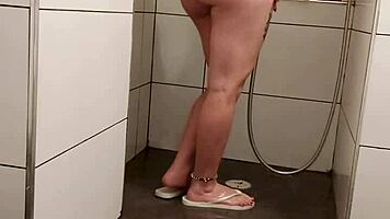 Erotic shower time with tattooed teen 18+ masturbating