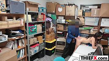 Taylor May caught swiping, punished with hardcore office banging.