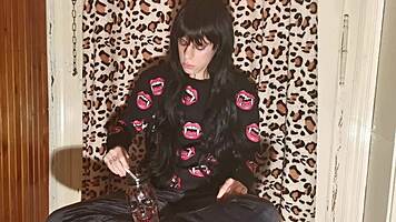 Goth Girl Smokes Cigarette Backstage After Long Day In HD