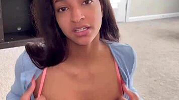 pov sexy ebony slut begs for cum on her face