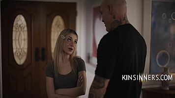 so petite, he wore her like a helmet