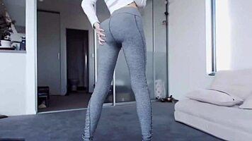 Amazing brunette babe strips pants on webcam show