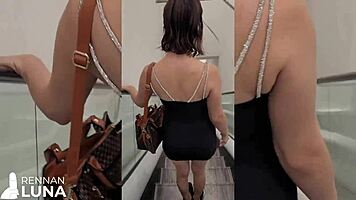 young novinha plugs ass in mall then gets doggystyle creampie