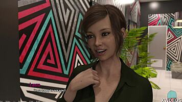 Entrepreneur babe flaunts perky tits and nice nipples in roleplay game