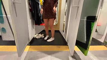 teen girl fucks in shopping center locker room for cum in mouth