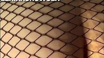 does she cum hard on that big cock in stockings and heels?