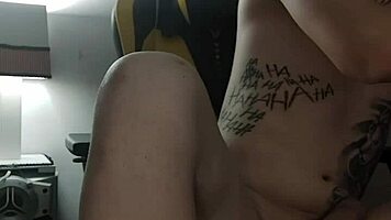 In this homemade clip, the actress in short dress and stockings moans while riding dildo and masturbating her ass.